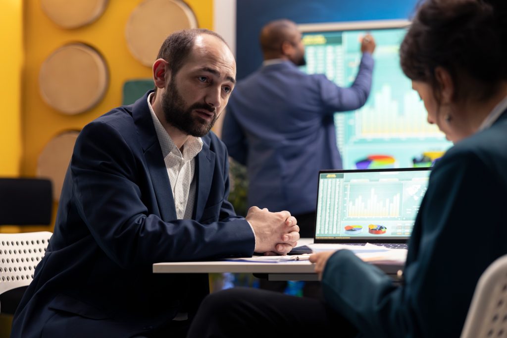 Business group working together on corporate branding and reputation management